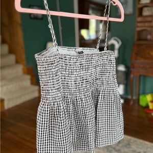 American Eagle Gingham Smocked Baby Doll Top